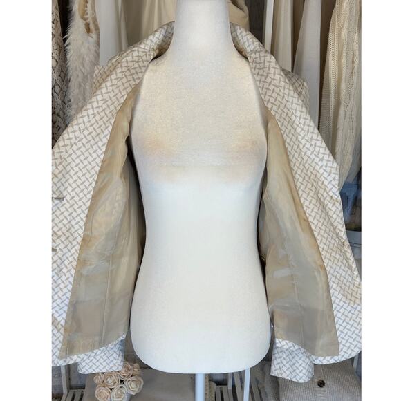 New York & Company Women's Size 6 Stretch White and Beige Printed Blazer #0410 - Picture 4 of 13